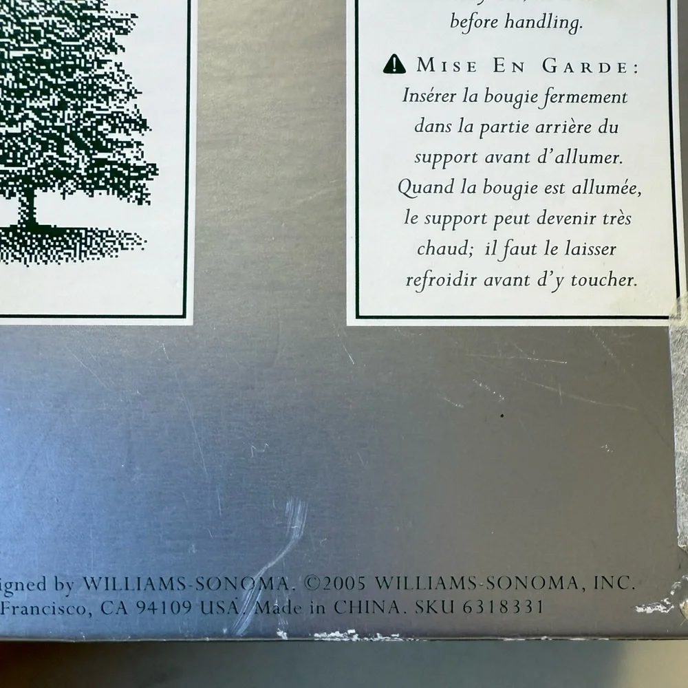 Vintage 2005 Williams Sonoma Holiday Tree Taper Candle Holders in Original Box.